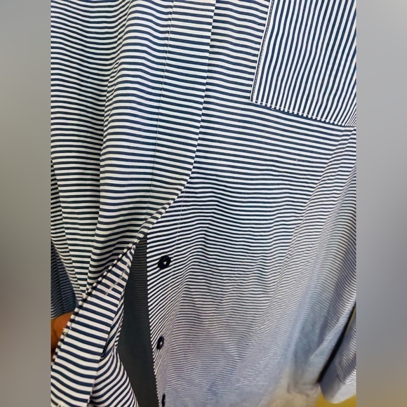 SOFT SURROUNDINGS Striped Cold Shoulder Tunic Dress Blouse Size L - Picture 4 of 9